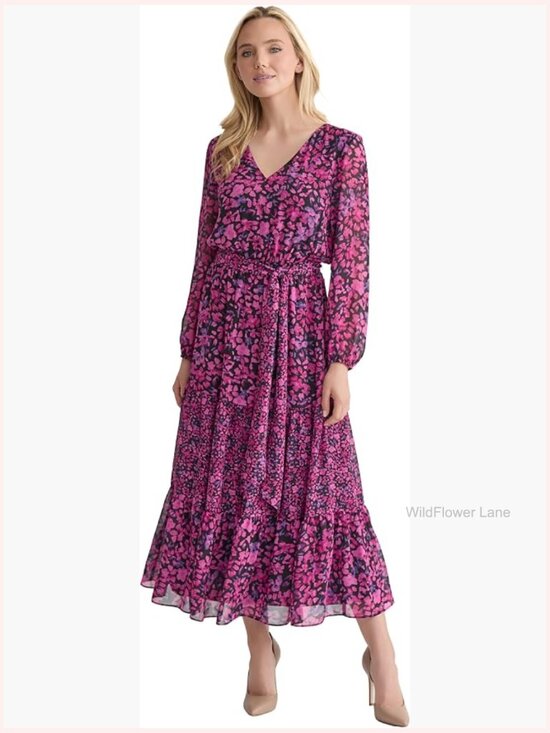 Dresses & Skirts - Printed V-Neck Maxi Dress with Pockets